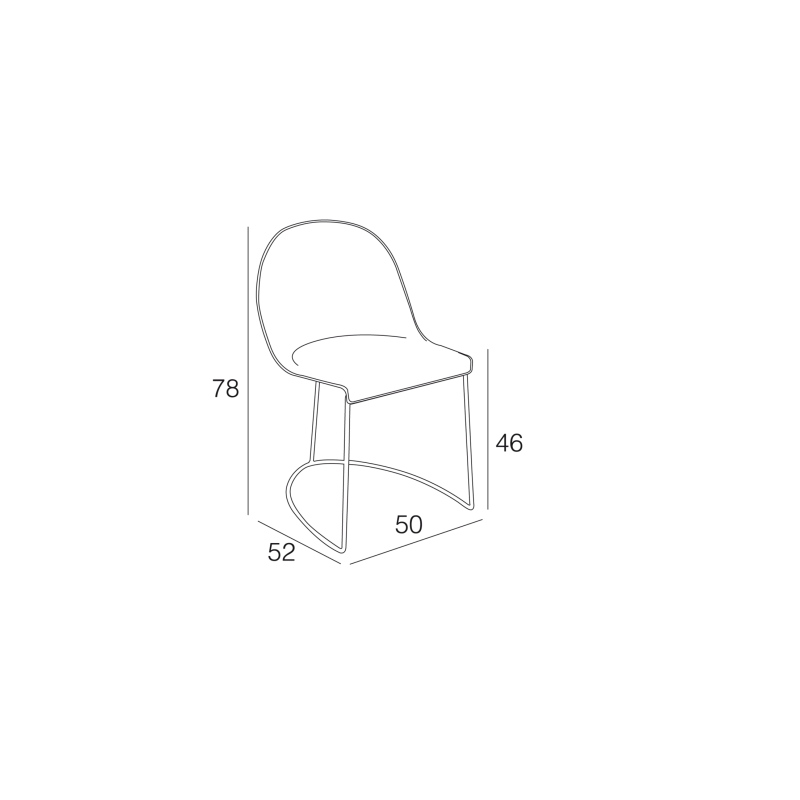 Chaise cuir véritable GILY Noir structure acier chromé