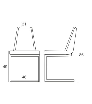 Chaise simili cuir CARMEN noir, structure chrome